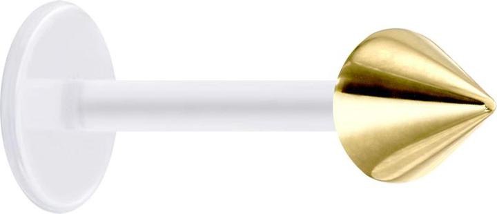 Star Piercing Micro Labret transparent mit Cone vergoldet (Chirurgenstahl 316L, ohne Messing, Bioflex)