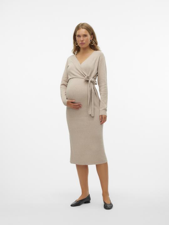 Immagine prodotto Mamalicious Vestibilità regolare Scollo a V Polsini a coste Maniche strette Abito midi Abito in maglia (XL)