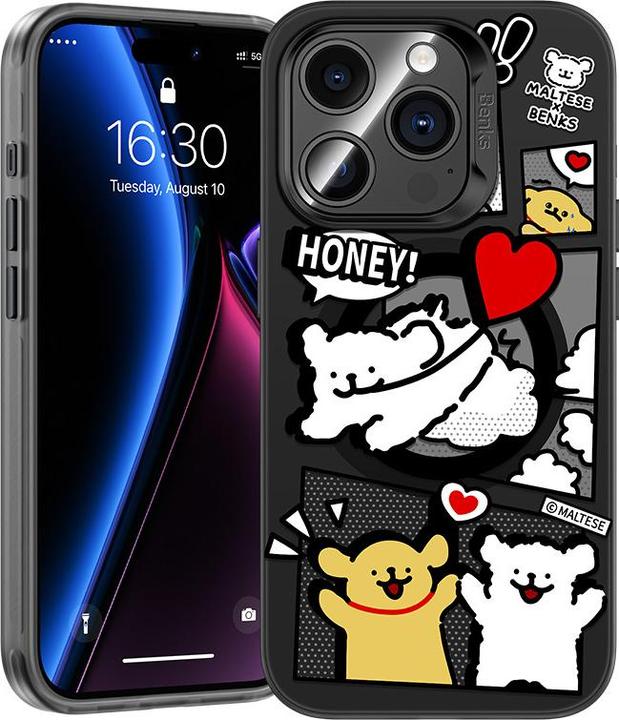 Produktbild Benks Collaboration Schutzhülle iPone 15 Pro Max - Malteser Welpe Schwarz (Apple iPhone 15 Pro Max)