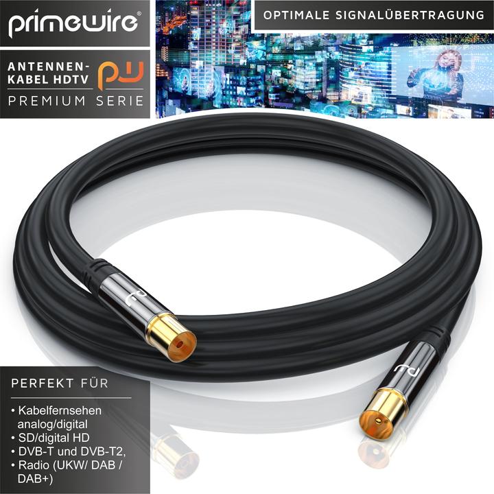 Immagine prodotto Primewire Cavo antenna HDTV | Cavo coassiale premium 135dB / 75 Ohm | FullHD / 4k Ultra HD | Cavo TV (85 dB, Cavi antenna)