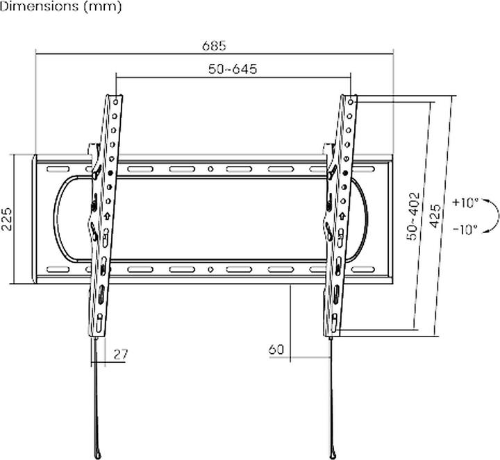 Actual product image Wiltec TV mount 37"-80" TV wall mount 80kg TV mount steel (80")