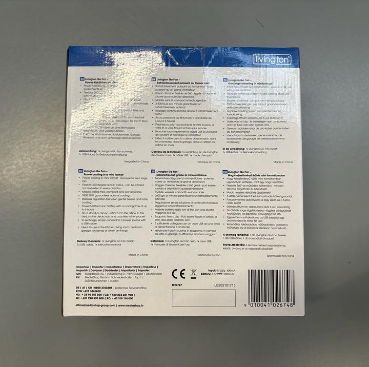 Nährwerte und Zutaten Livington Go Fan (70 dB)