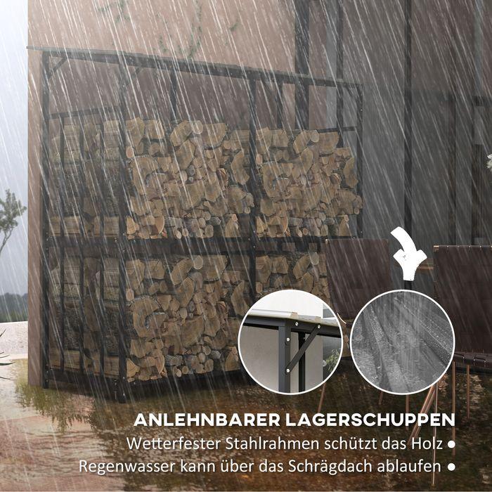 Actual product image Swisshandel24 Kaminholzregal aussen, Kaminholzunterstand 1,17 m³ Brennholzregal mit Metalldach