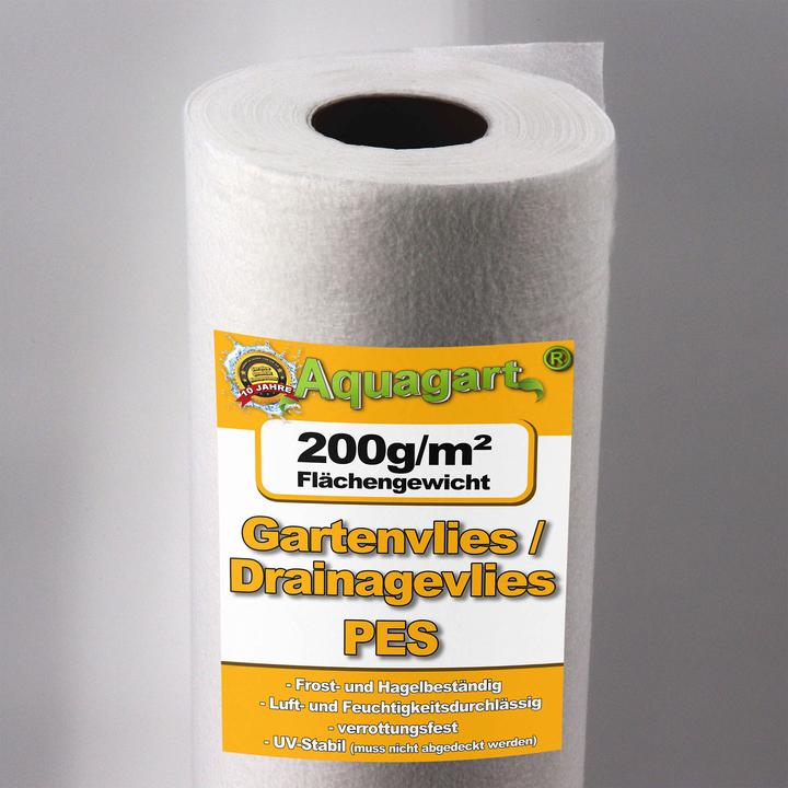 Immagine prodotto Aquagart 95m² Geotextilvlies Gartenvlies Unkrautvlies Drainagevlies 200g 1,9m