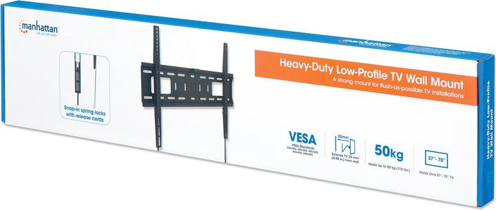 Produktbild Manhattan Monitor/TV Wall Mount (fixed), 1 screen, 37-70", Vesa 200x200 to 600x400mm, Max 50kg, Black (Wand, 70", 50 kg)