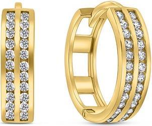 Brilio Silver - Popular gold-plated round earrings with zircons EA498Y