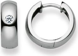 Natsumi Schmuck Klappcreolen Weissgold 18K/750 Ø 14mm Zirkonia Gerundet (750/18 K Weissgold)