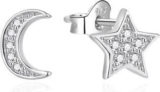 Produktbild Agato - Asymmetric Silver Moon and Star Earrings AGT-E019PW