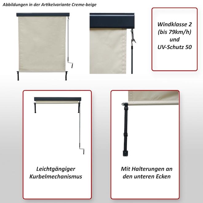 Produktbild Swisshandel24 Vertikalmarkise, Senkrechtmarkise Sichtschutz Aussenrollo Rollo, UV-Schutz 50 Stoff - 250x180cm, gel (1.80 m)