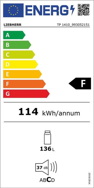Label énergétique Liebherr TP1410 Comfort (136 l)