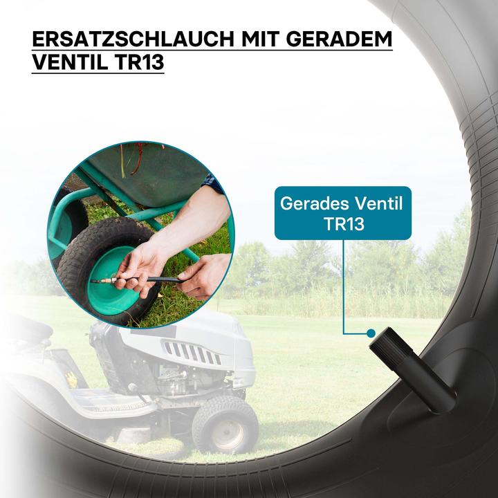 Actual product image Wiltec Inner tube for lawn mower tyre 18x6.50/7.50/8.50/9.50-8 20x8.00/10.00-8 with straight valve stem gar (Lawn mower, Garden machinery spare parts)