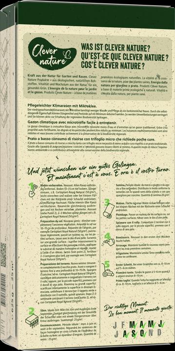 Nährwerte und Zutaten Schweizer Clever Nature Klimarasen - mit Microklee (Rasensamen)