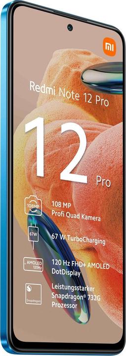 Actual product image Xiaomi Redmi Note 12 Pro 4G (256 GB, Glacier Blue, 6.67", Dual SIM, 108 Mpx, 4G)