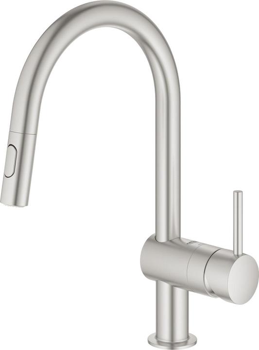 Grohe Küchenarmatur mit Handbrause Minta supersteel matt 32321