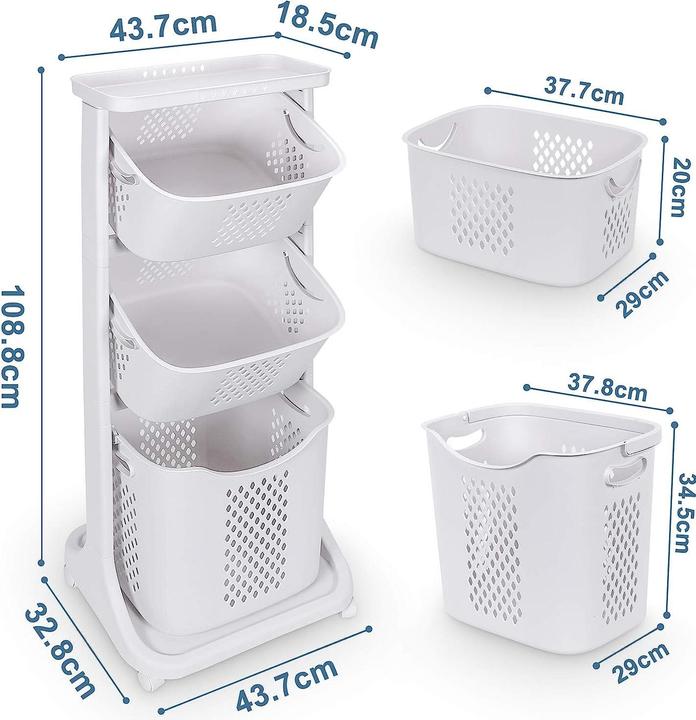 Image du produit Yorbay Panier à linge sur roulettes