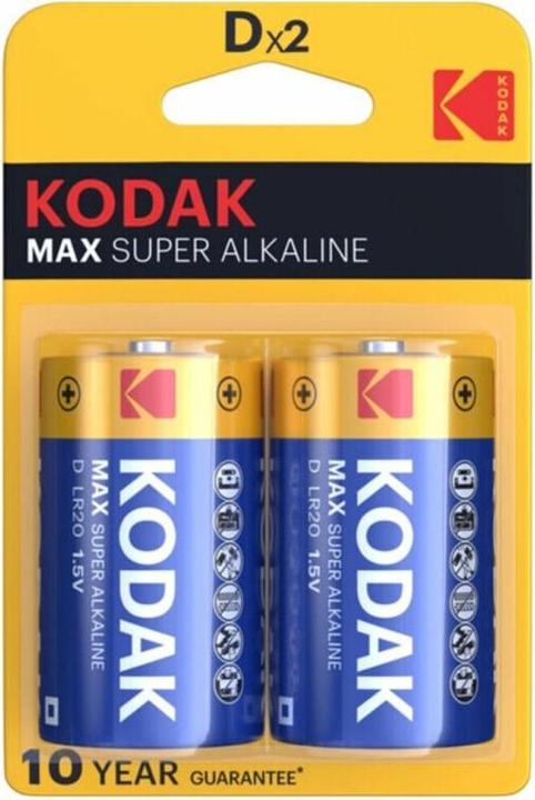 Image du produit Kodak Max Batterie Alcaline D Lr20 2 Unité (2 pcs, D)