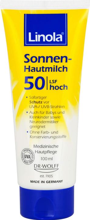 Image du produit Dr. Wolff Linola Lait solaire pour la peau SPF 50, 100 ml de lotion (Lait solaire, SPF 50, 100 ml)