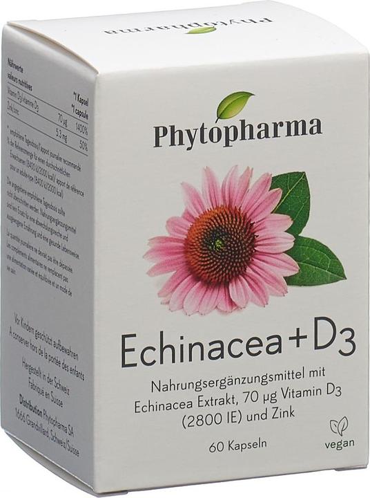 Immagine prodotto Phytopharma Capsula di Echinacea + Vitamina D3 (60 Pezzo/i, Pillole, 63 g)