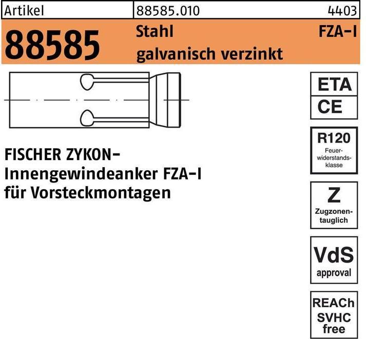 Image du produit Fischer Ancre à filetage interne Zykon FZA 22x125 M12 I (10 pcs)