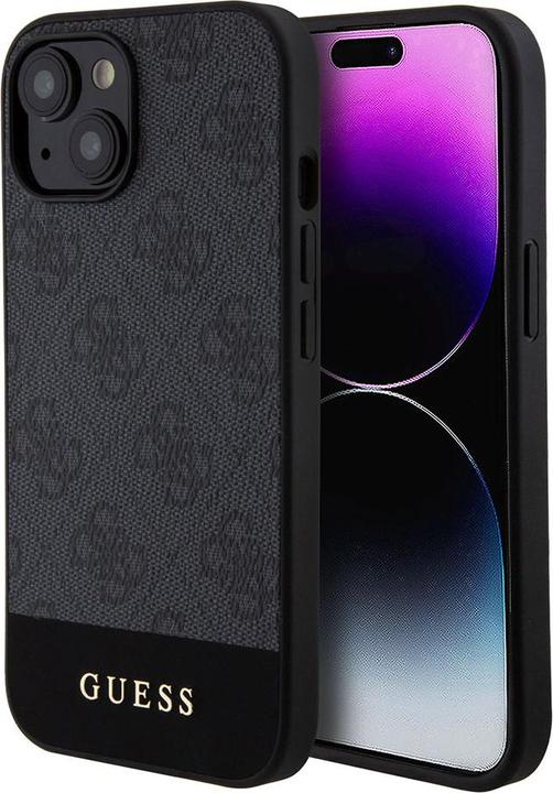 Guess PU 4G Stripe hoesje voor Apple iPhone 15 - grijs (Apple iPhone 15)