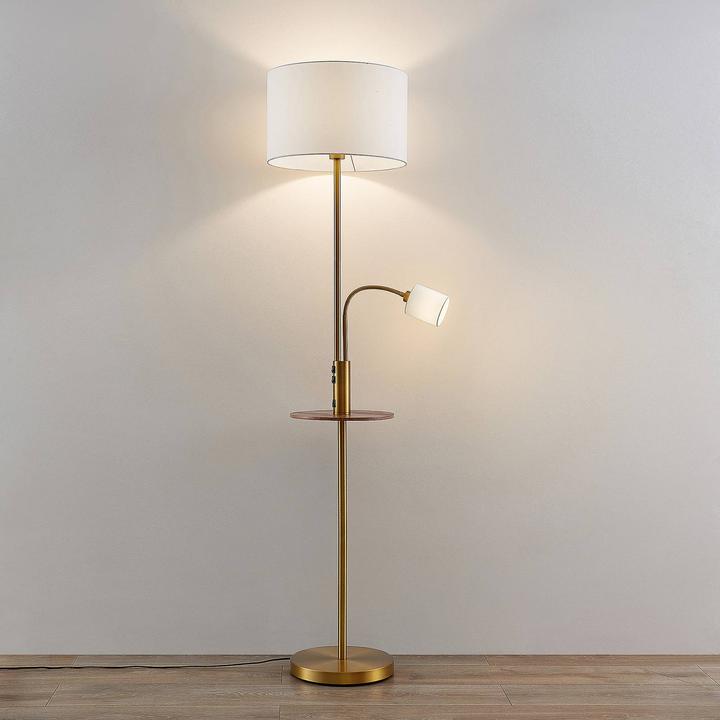 Image du produit Lindby Aovan Lampadaire avec étagère et USB, bronze (E27)
