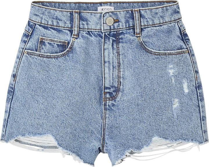 Jonen Mädchen Jeans-Shorts mit Used-Effekt (140)