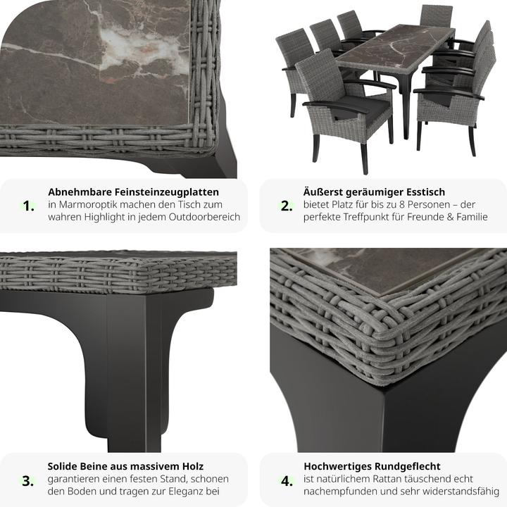 Immagine prodotto tectake Tavolo in rattan Foggia (196 cm)