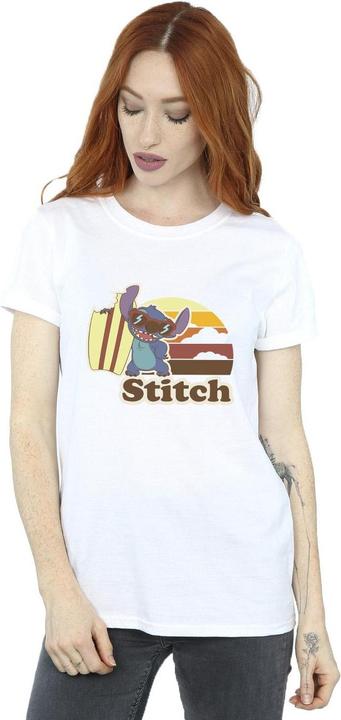 Actual product image Disney Womens/Ladies Lilo And Stitch Bitten Surfboard Cotton Boyfriend T-Shirt (S)