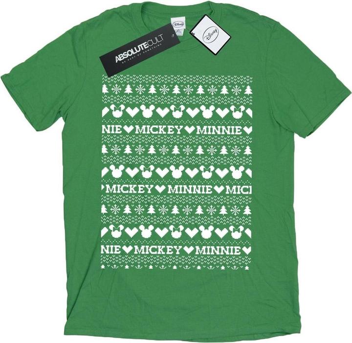 Disney Mickey And Minnie Christmas Fair Isle TShirt (XXL)