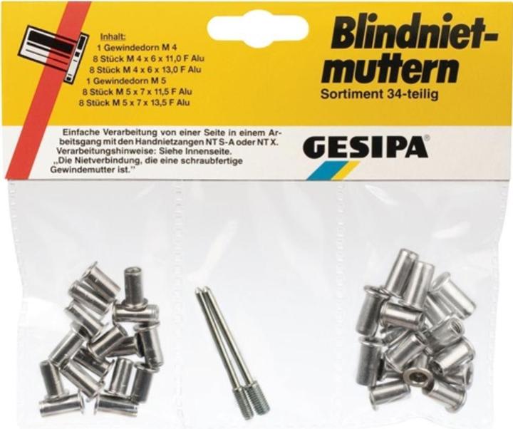 Produktbild Gesipa Blindnietmuttern M4/M5,34tlg