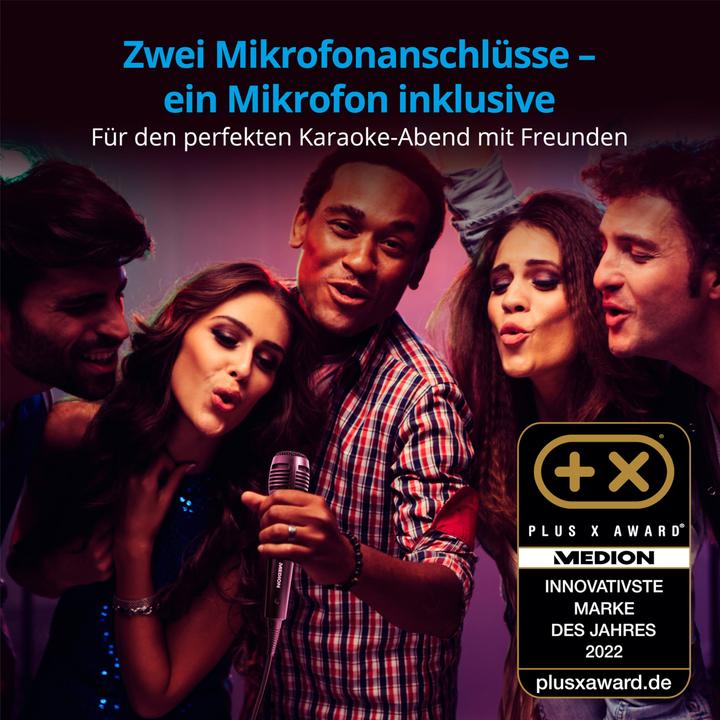 Produktbild Medion P61080 party sound system partyspeakers incl. microfoon, karaoke, oplaadbare batterij, Bluetooth, ec (4 h, Netzbetrieb)