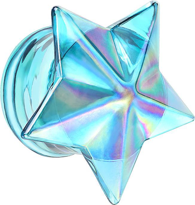 Star Piercing Flared Plug blauer Stern aus Glas (Glas, ohne Messing)