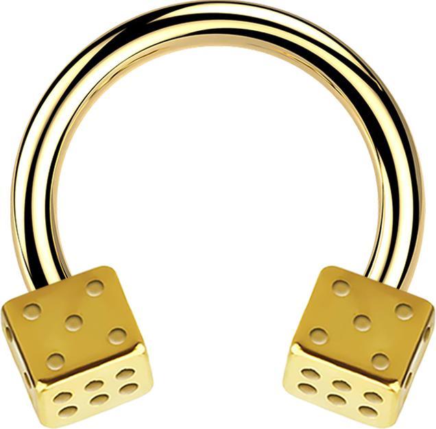 Star Piercing Micro Circular Barbell vergoldet mit zwei Würfel (ohne Messing, Chirurgenstahl 316L)