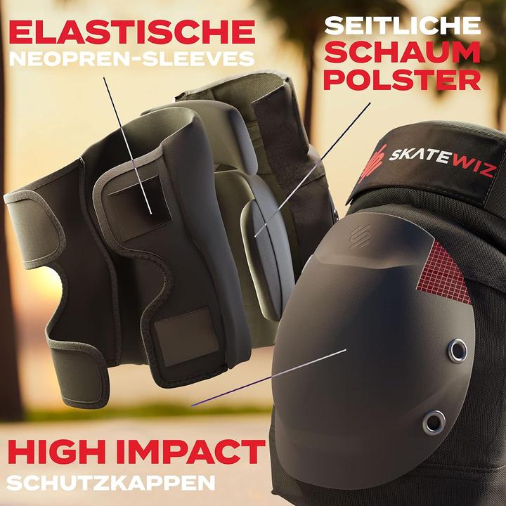 Produktbild Skatewiz Inliner Schonerset (L, Ellbogenschoner, Knieschoner, Handgelenkschoner, 6 Stück)