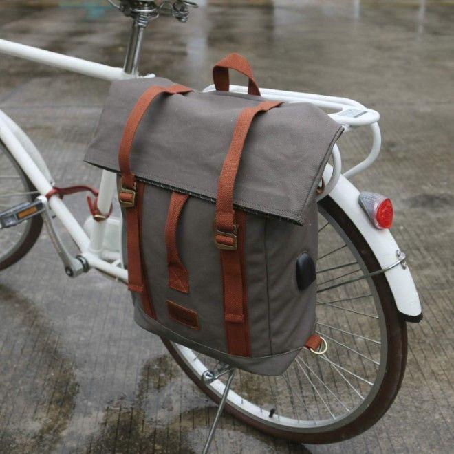 Immagine prodotto Tourbon Borsa e zaino da bicicletta in tela idrorepellente (18 l, Borsa portapacchi)