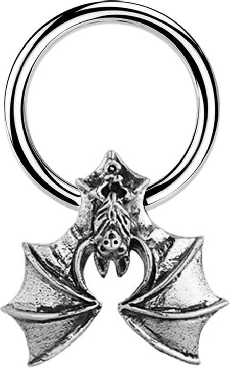 Star Piercing Micro Closure Ring silber Fledermaus silber (Messing, Chirurgenstahl 316L)
