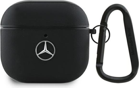 Produktbild Mercedes-Benz Mercedes MEA4CSLBK AirPods 4 cover black/black Leather Metal Logo (Kopfhörer Hülle)