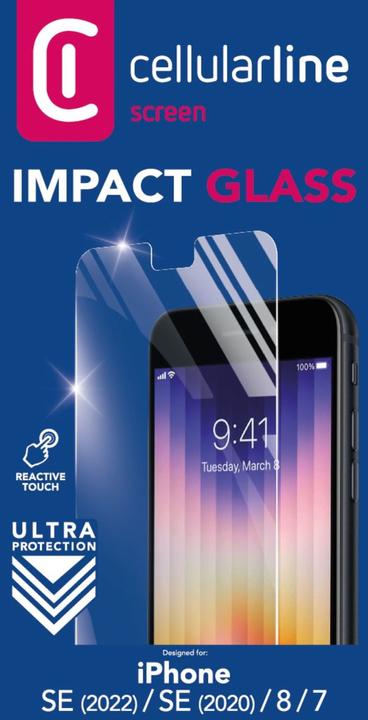 Produktbild Cellularline Impact Glass (1 Stück, Apple iPhone SE (2nd Gen))