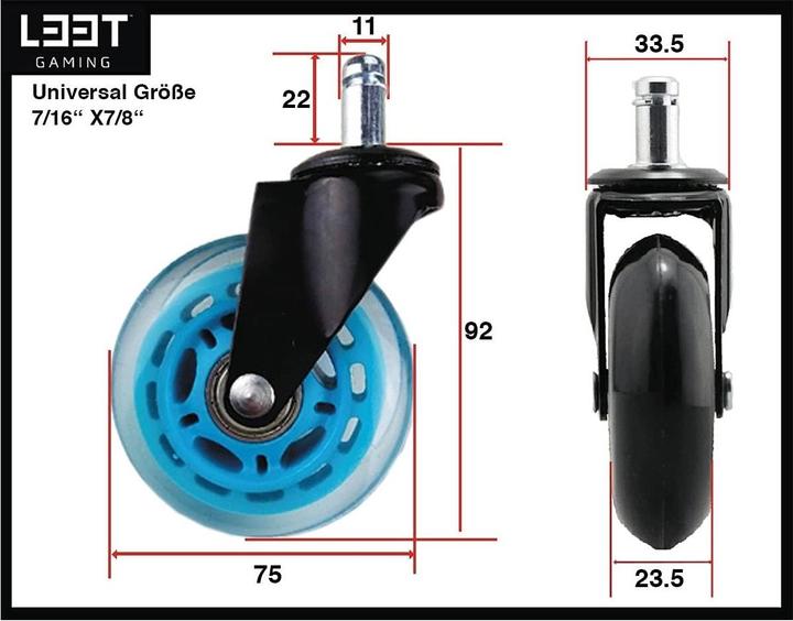 Produktbild L33T Rollen für Gaming-Stühle