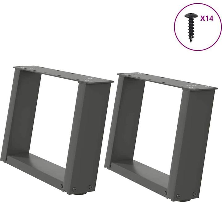 Produktbild VidaXL Couchtischbeine U-Form 2 Stk. Anthrazit 50x(30-31) cm Stahl Tischbein