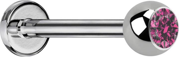 Produktbild Star Piercing Micro Labret silber mit Kugel und Kristall pink (ohne Messing, Titan G23)