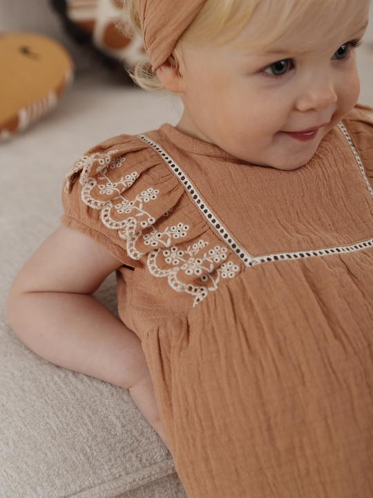 Actual product image Vertbaudet Baby set: blouse, shorts & hairband, muslin (80)