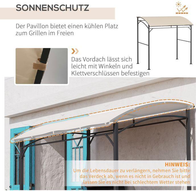 Image du produit Swisshandel24 Pavillon de barbecue, protection contre la pluie, résistant aux UV, avec crochet, acier, polyester (215 cm, 150 cm)