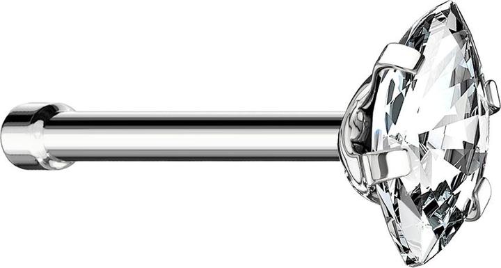 Produktbild Star Piercing Nasenstecker gerade silber Oval Kristall silber gefasst (ohne Messing, Chirurgenstahl 316L)