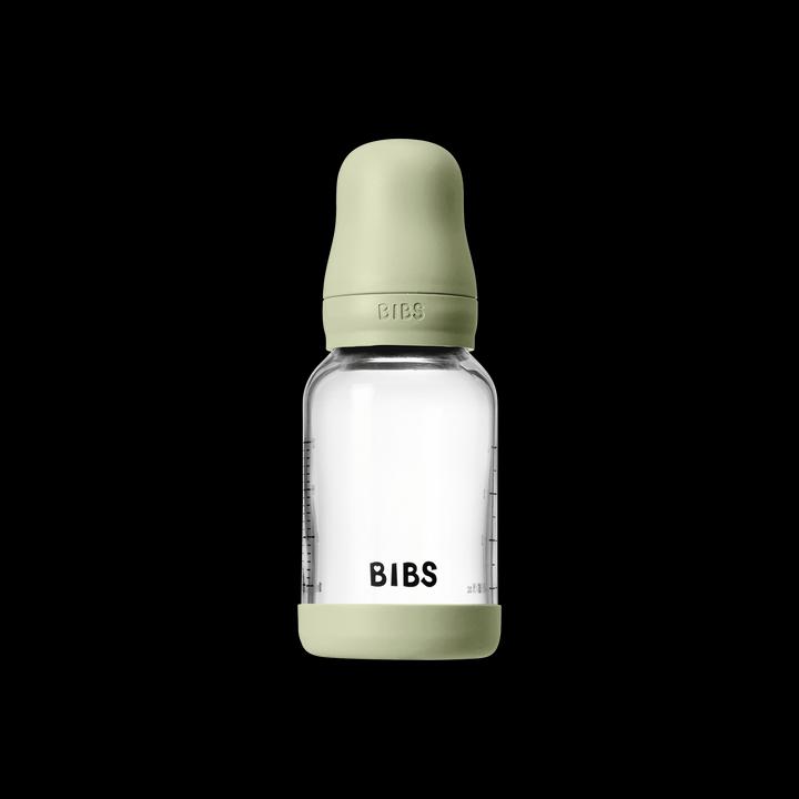 Bibs - Glass Baby Bottle Round Latex Slow Flow - Sage - 120 ml (120 ml)