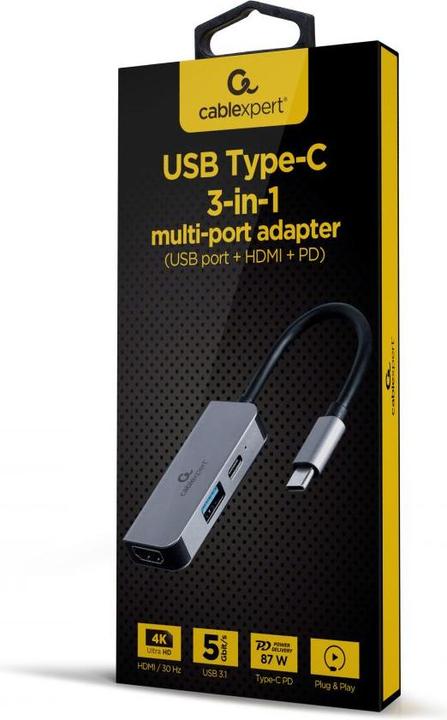 Actual product image Gembird Multi Port Adapter USB Type C (USB-C, 3 Ports)