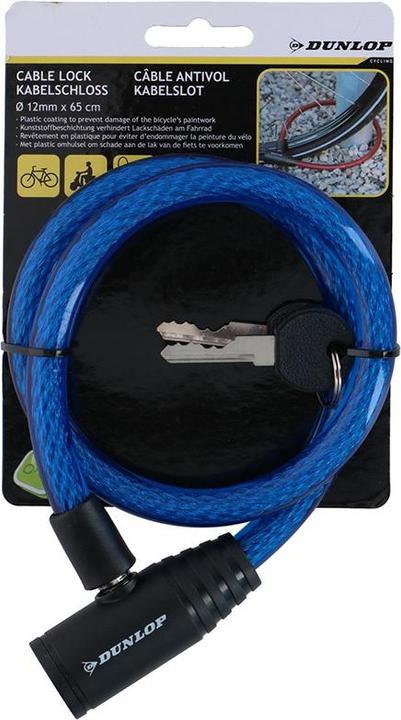 Immagine prodotto Dunlop - Spiral-Fahrradschloss mit Schlüssel 65 cm (blau)