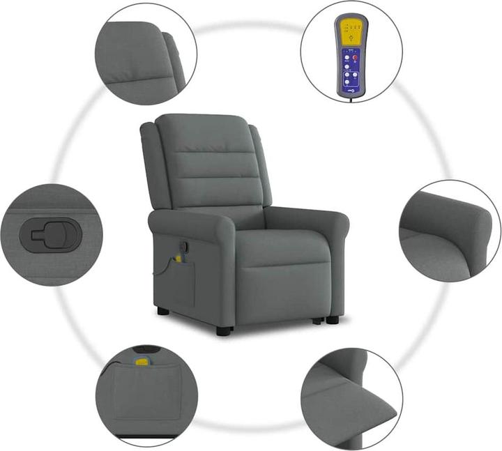 Produktbild VidaXL Massagesessel mit Aufstehhilfe Dunkelgrau Stoff