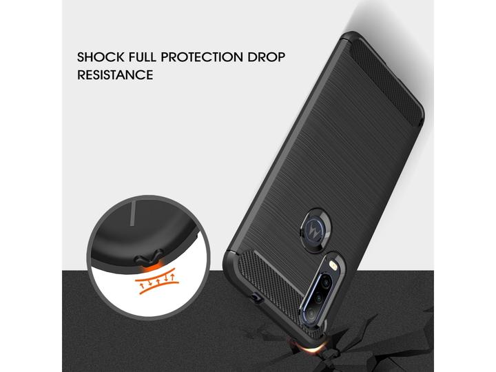 Actual product image Screenguard Motorola One Action Case Carbon Brushed Soft TPU (Motorola One Action)