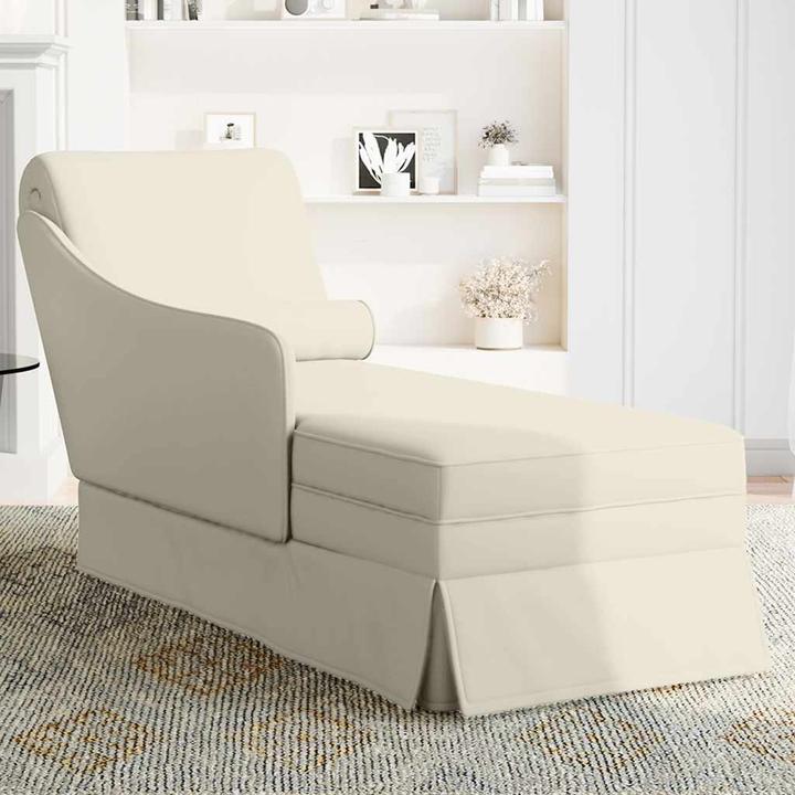 Image du produit VidaXL Chaise longue avec traversin et accoudoir droit Crème Velours